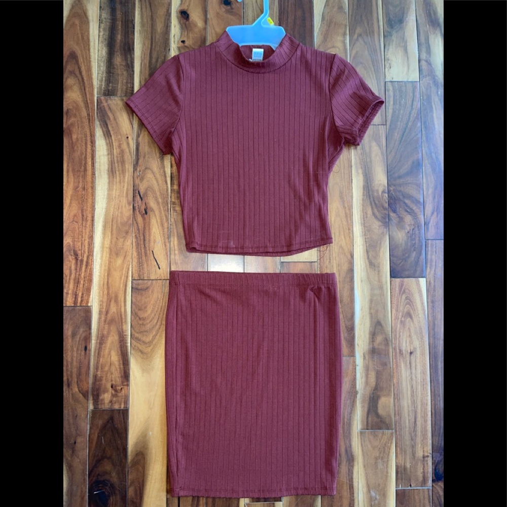 Maroon shirt with skirt. Size small